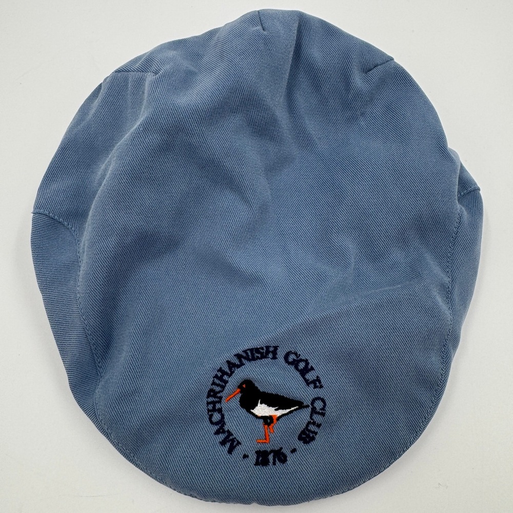 Machrihanish Golf Club Scotland Flat Cap Hat Blue Oystercatcher Logo‎ Large